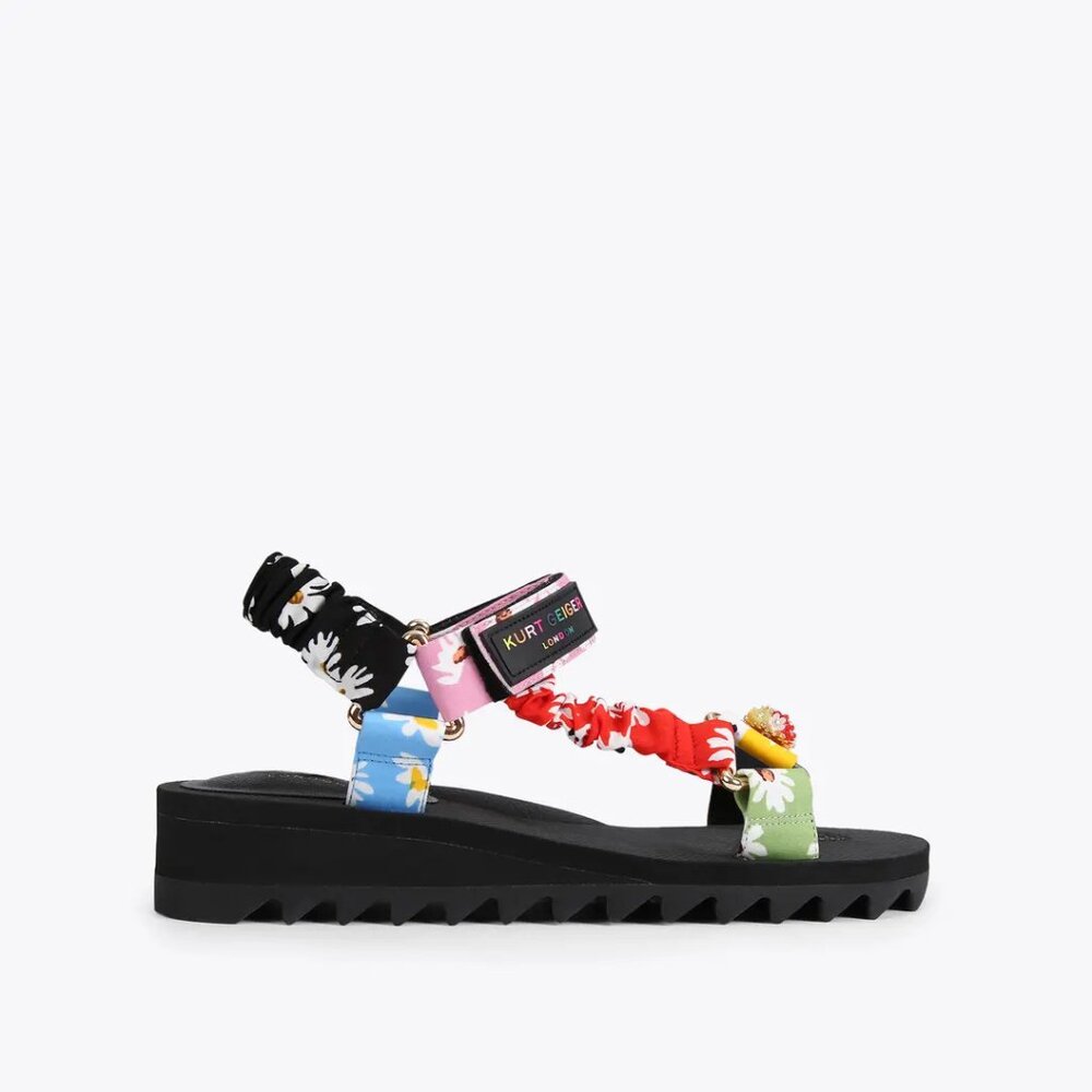 NEW Kurt Geiger London Women's Orion Embellished Floral Wedge Open Toe Sandals - Picture 4 of 7